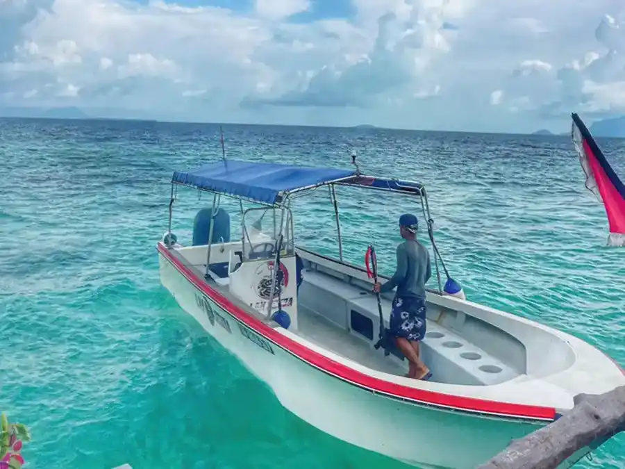 Speedboat used for guest transport and excursions Pavalintang Resort